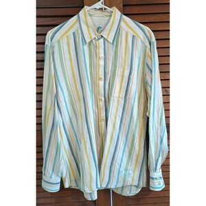 Tommy Bahama Mens Relax 100% Linen Striped Button Up Shirt Long Sleeve Size M